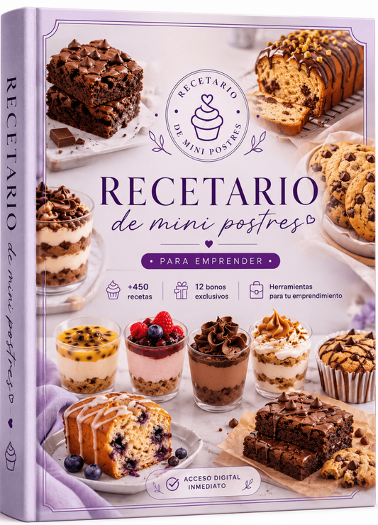 Kit Emprendedor de Mini Postres (+450 recetas y 12 bonos de regalo 🎁)